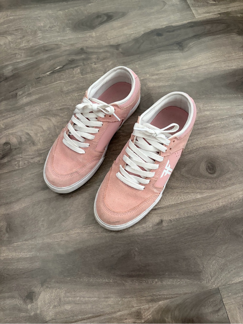 Women's Pink Suede Low-Top Lace-Up Sneakers